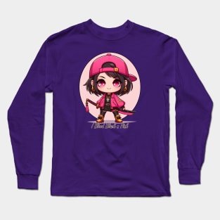 Chibi Samurai Girl Bleed Black n Pink Long Sleeve T-Shirt